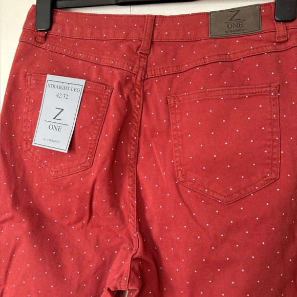 🎉4/30$🎉 Zone Red Polka Dot Skinny Pants NWT - Size 42 - Picture 4 of 5